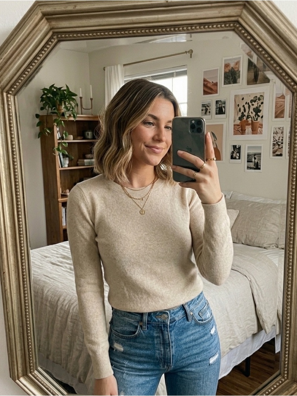 J. Crew Cashmere Blend Sweater in Beige